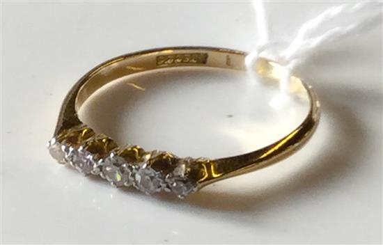 Yellow gold and diamond 5-stone ring